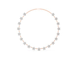 Rose gold Round Diamond Floral Station Necklace with Diamond Accents_5