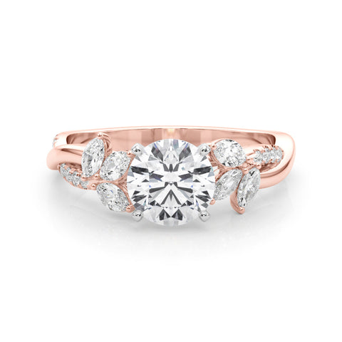 Rose gold Round Diamond Floral Vine Solitaire Engagement Ring 1