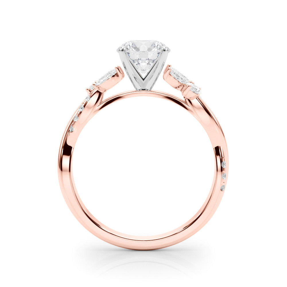 Rose gold Round Diamond Floral Vine Solitaire Engagement Ring 2
