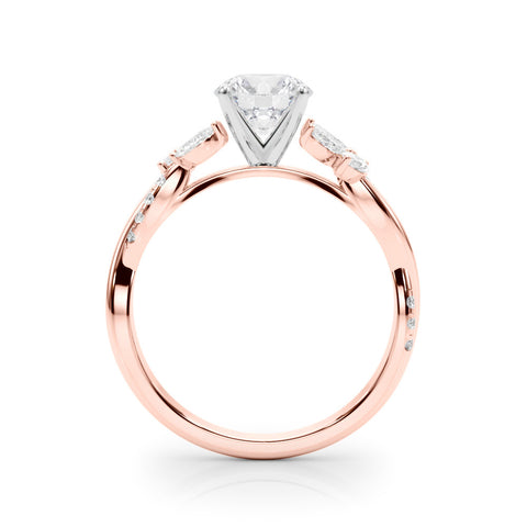 Rose gold Round Diamond Floral Vine Solitaire Engagement Ring 2