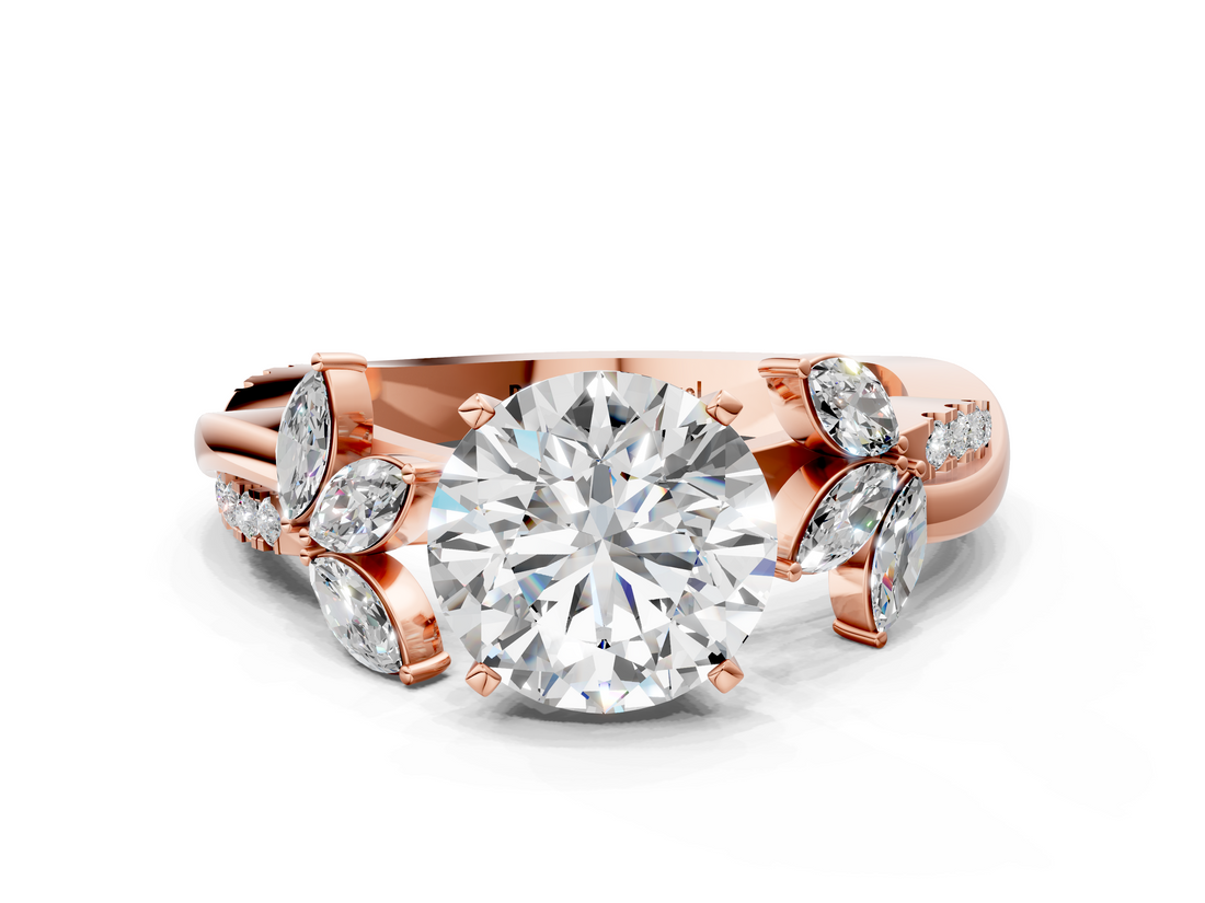 Rose gold Round Diamond Floral Vine Solitaire Engagement Ring_25