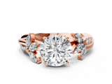Rose gold Round Diamond Floral Vine Solitaire Engagement Ring_25