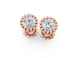 Rose gold Round Diamond Flower Halo Stud Earrings with Petal Prong Setting_11