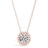 Rose gold Round Diamond Flower Prong Pendant