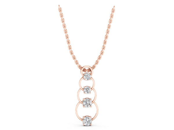 Rose gold Round Diamond Four-Prong Circle Pendant