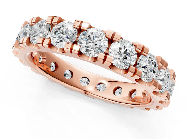 Rose gold Round Diamond Full Eternity Band with U-Prong Setting