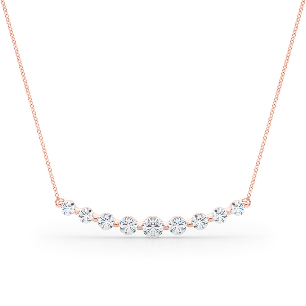 Rose gold Round Diamond Graduated Bar Necklace with Prong Setting