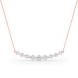 Rose gold Round Diamond Graduated Bar Necklace with Prong Setting