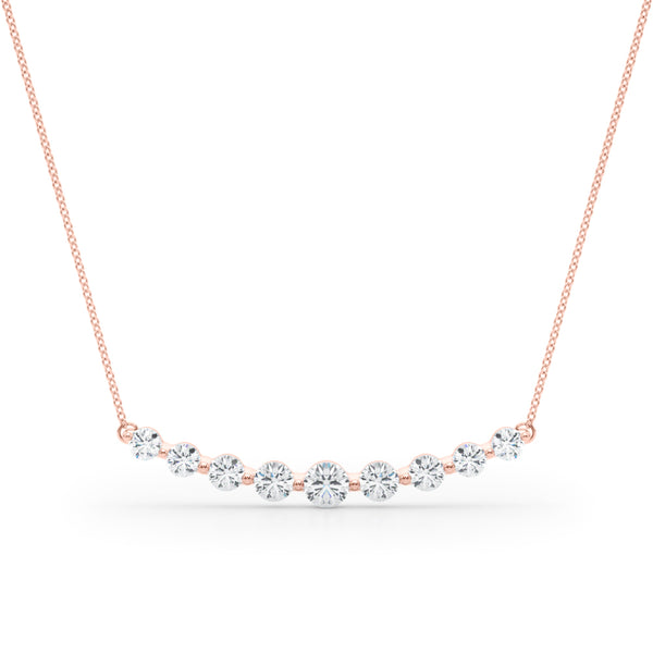 Rose gold Round Diamond Graduated Bar Necklace with Prong Setting