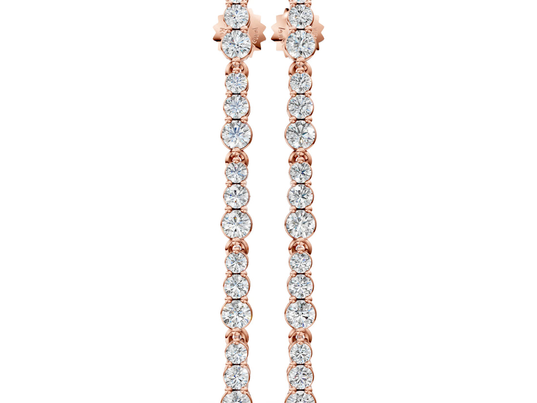 Rose gold Round Diamond Graduated Dangle Earrings