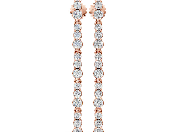 Rose gold Round Diamond Graduated Dangle Earrings