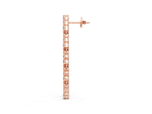 Rose gold Round Diamond Graduated Dangle Earrings