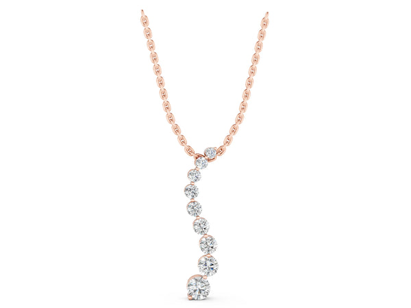 Rose gold Round Diamond Graduated Prong Set Pendant