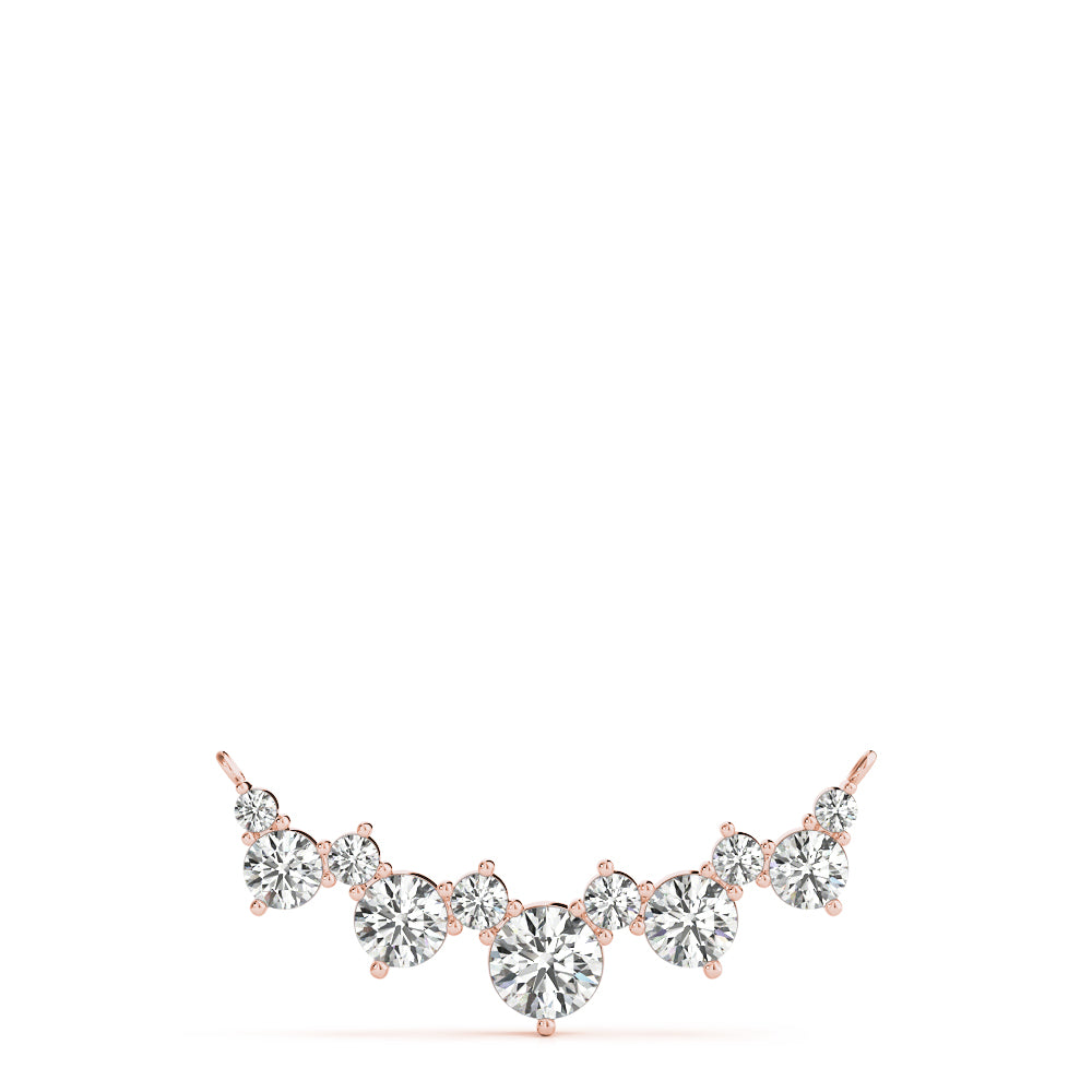 Rose gold Round Diamond Graduated V-Prong Necklace 1