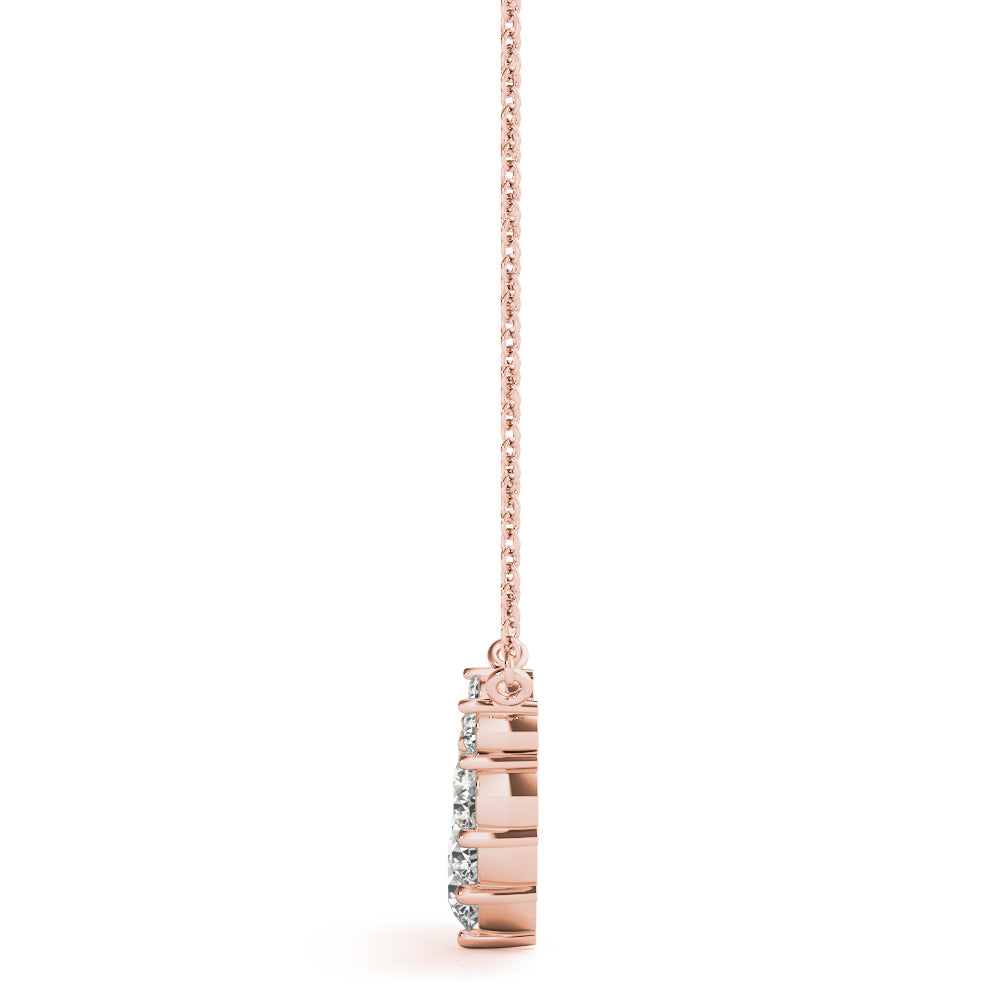 Rose gold Round Diamond Graduated V-Prong Necklace 2