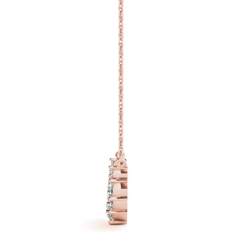Rose gold Round Diamond Graduated V-Prong Necklace 2
