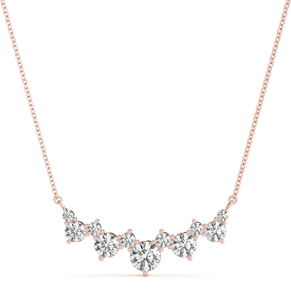 Rose gold Round Diamond Graduated V-Prong Necklace
