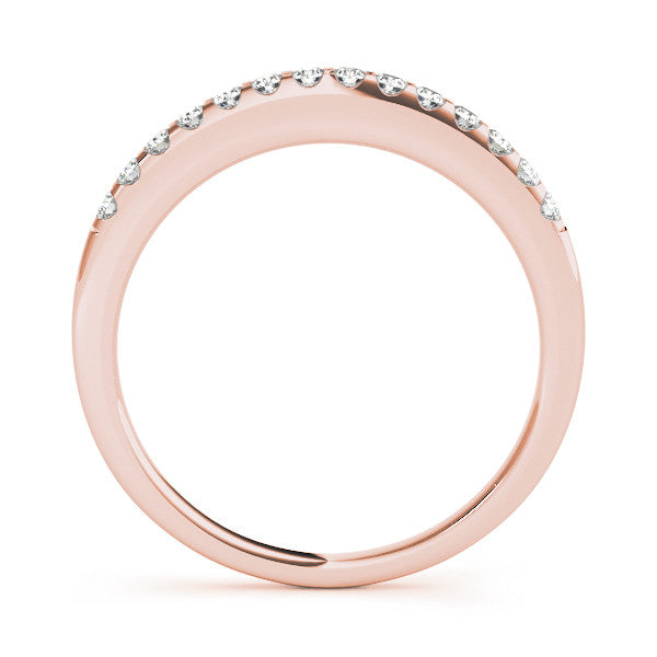 Rose gold Round Diamond Half Eternity Band with Pavé Setting and Shared Prong 1