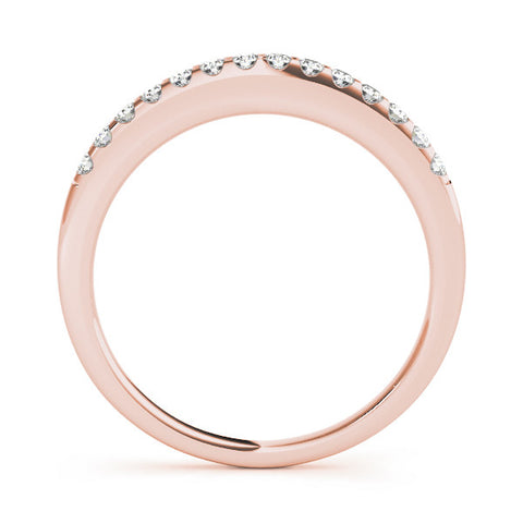 Rose gold Round Diamond Half Eternity Band with Pavé Setting and Shared Prong 1