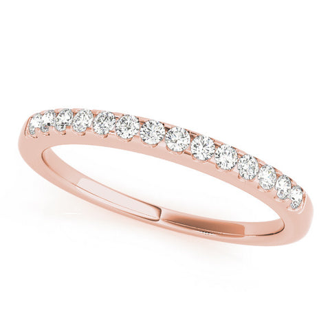 Rose gold Round Diamond Half Eternity Band with Pavé Setting and Shared Prong