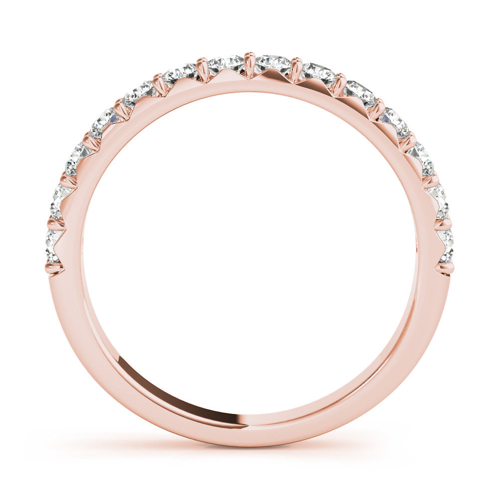 Rose gold Round Diamond Half Eternity Band with Prong Setting