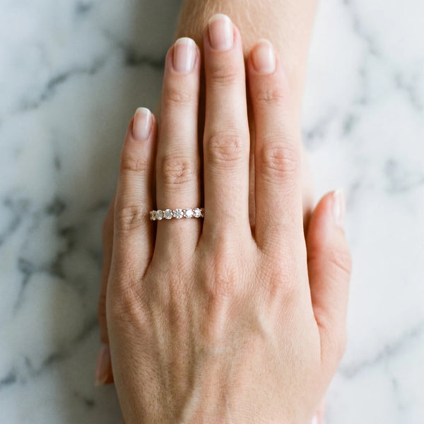 Rose gold Round Diamond Half Eternity Band with Prong Setting