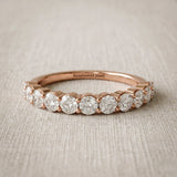 Rose gold Round Diamond Half Eternity Band with Prong Setting_124