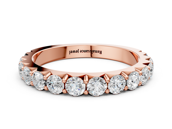 Rose gold Round Diamond Half Eternity Band with Classic Prong Setting