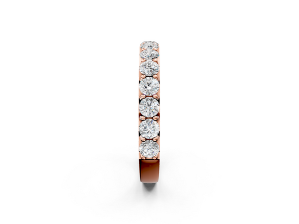Rose gold Round Diamond Half Eternity Band with Classic Prong Setting