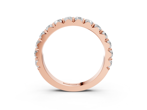 Rose gold Round Diamond Half Eternity Band with Classic Prong Setting
