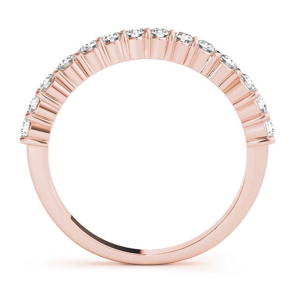 Rose gold Round Diamond Half Eternity Band with Shared Prong Setting 1