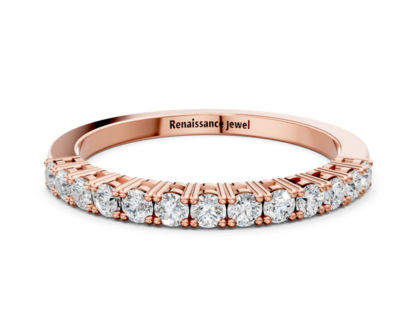 Rose gold Round Diamond Half-Eternity Band with Shared Prong Setting