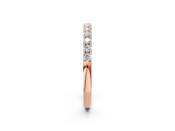Rose gold Round Diamond Half-Eternity Band with Shared Prong Setting
