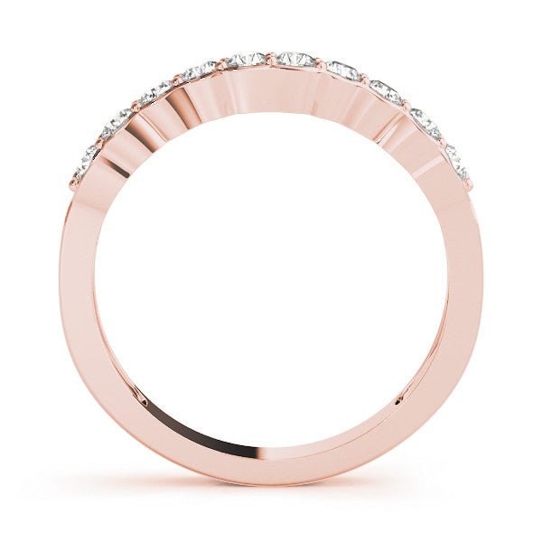 Rose gold Round Diamond Half-Eternity Band with U-Prong Setting 1