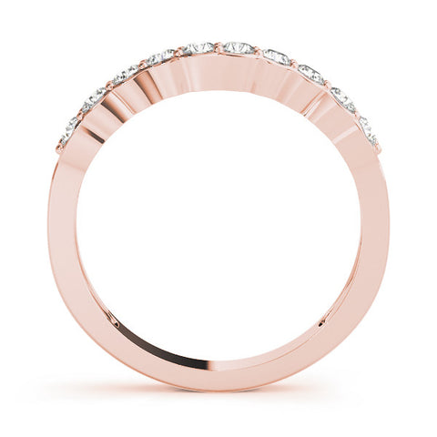 Rose gold Round Diamond Half-Eternity Band with U-Prong Setting 1