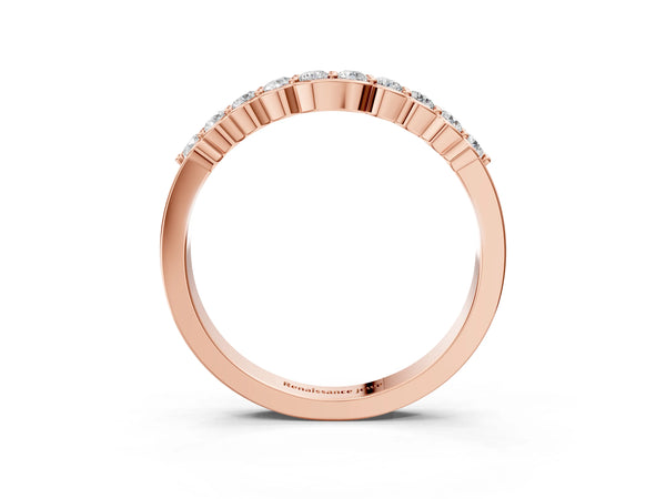 Rose gold Round Diamond Half-Eternity Band with U-Prong Setting