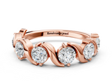Rose gold Round Diamond Half Eternity Band with Wave Prong Setting_21