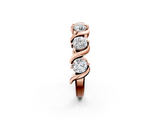 Rose gold Round Diamond Half Eternity Band with Wave Prong Setting_23