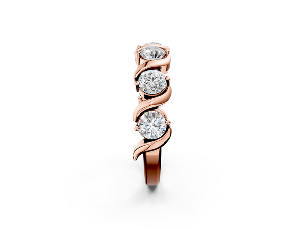 Rose gold Round Diamond Half Eternity Band with Wave Prong Setting