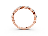 Rose gold Round Diamond Half Eternity Band with Wave Prong Setting_24