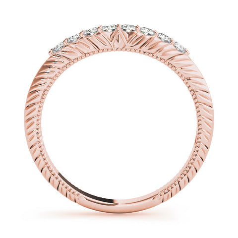 Rose gold Round Diamond Half Eternity Milgrain Pave Band 1