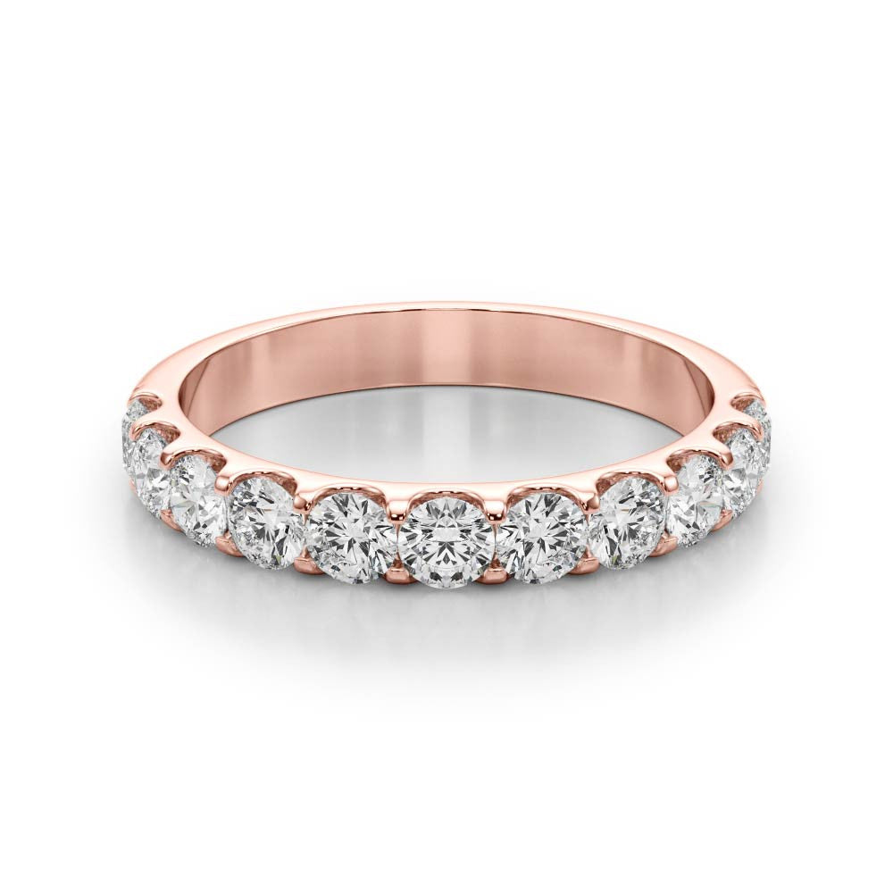 Rose gold Round Diamond Half Eternity Prong Set Band 1