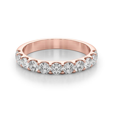 Rose gold Round Diamond Half Eternity Prong Set Band 1