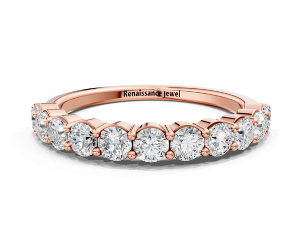 Rose gold Round Diamond Half Eternity Band with Prong Setting