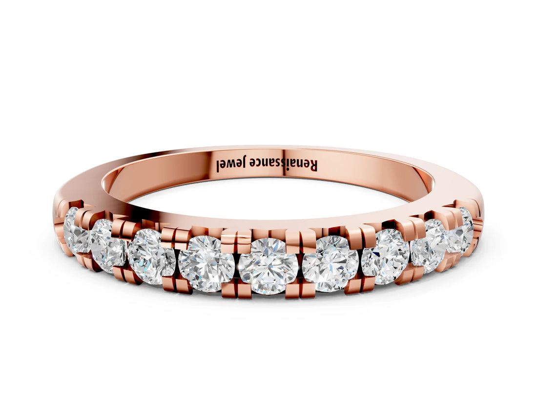 Rose gold Round Diamond Half-Eternity Prong Set Band_2