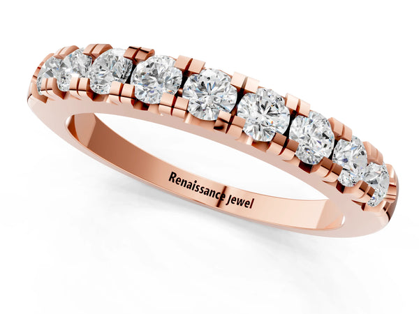 Rose gold Round Diamond Half-Eternity Prong Set Band