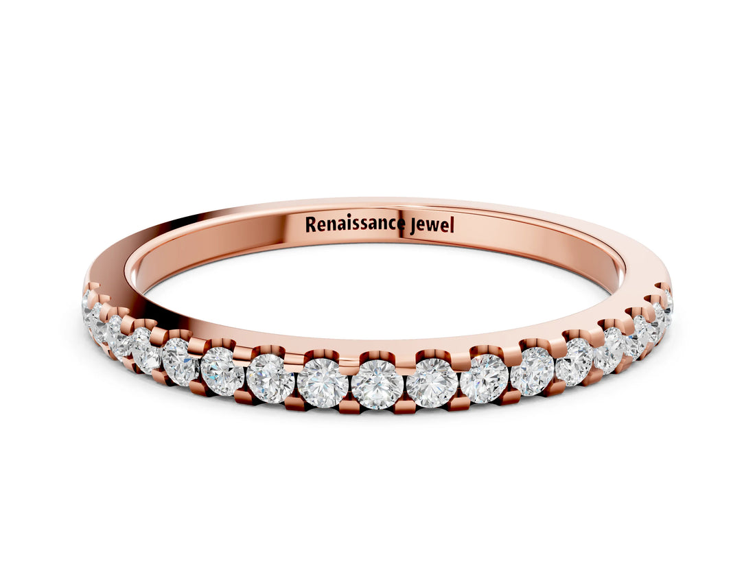Rose gold Round Diamond Half Eternity Prong Set Band_9