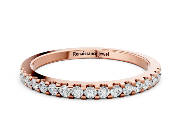 Rose gold Round Diamond Half Eternity Prong Set Band