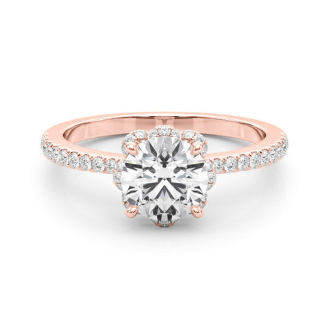 Rose gold Round Diamond Halo Pave Band with Four-Prong Setting 1