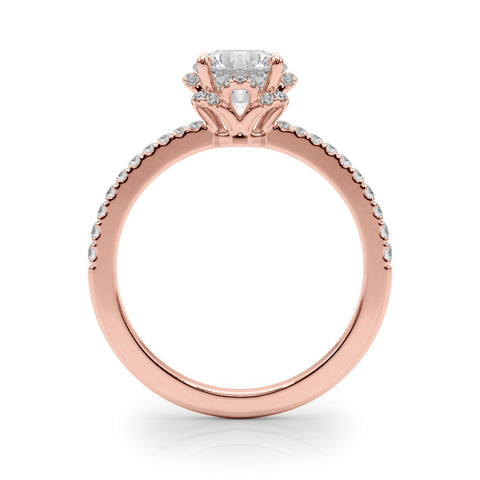Rose gold Round Diamond Halo Pave Band with Four-Prong Setting 2